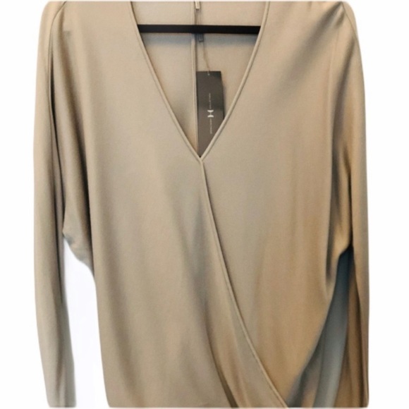 Halston Heritage Draped Blouse Top Size S  New with Tags  Beige Sand Nude - Picture 6 of 11